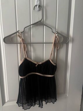 Blue Blush Black and Nude Sheer Babydoll Chemise